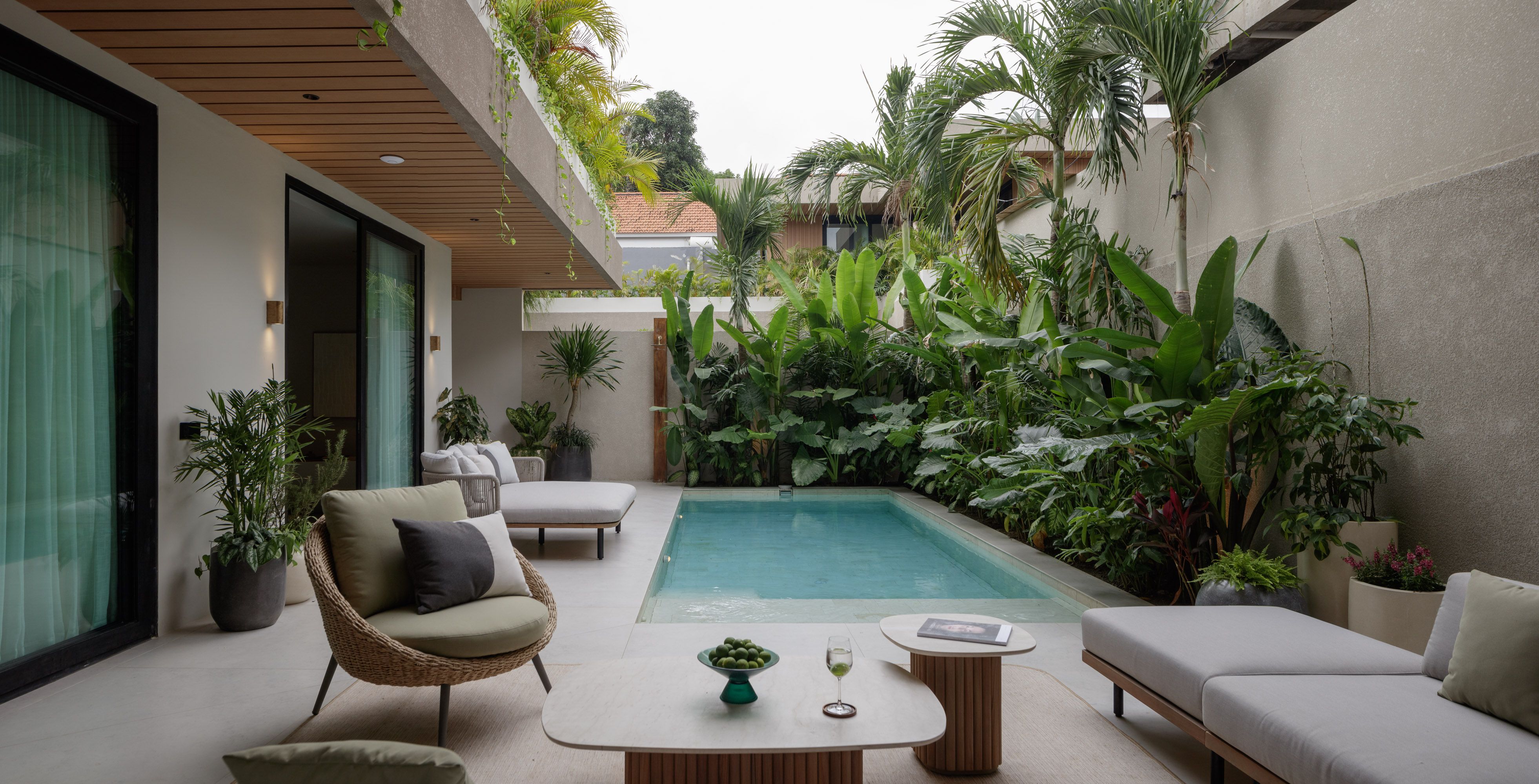 An OXO villa in Bali at dusk